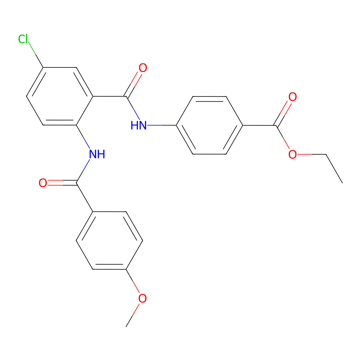 Ethyl 4-({5-chloro-2-[(4-methoxybenzoyl)amino]benzoyl}amino)benzoate molecular structure, CAS 692774-15-5