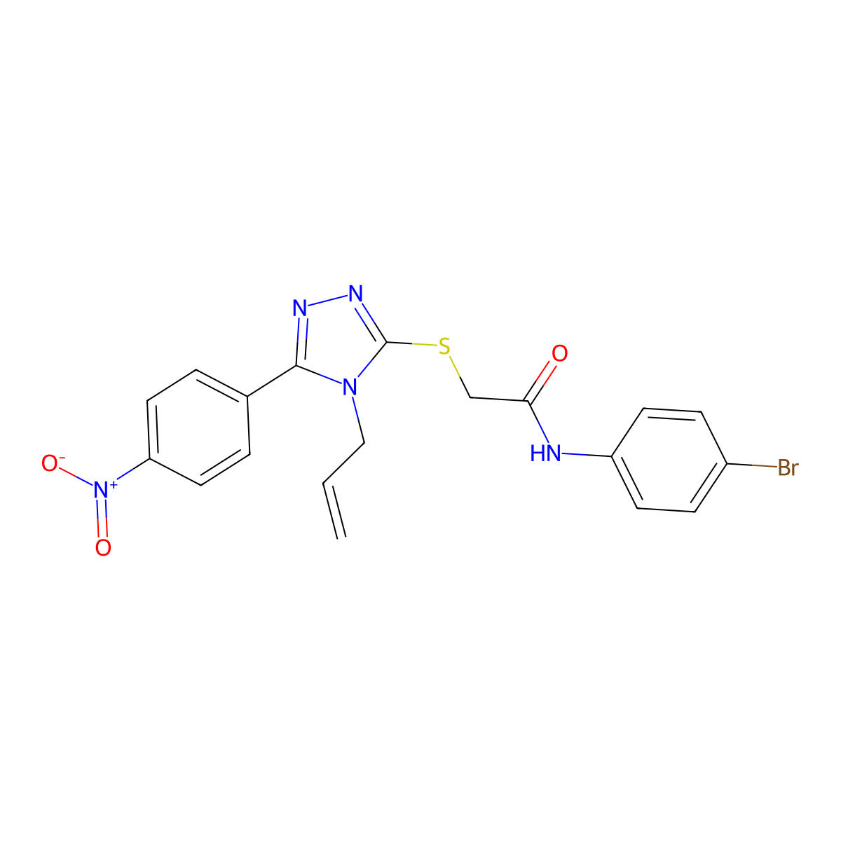 N-(4-bromophenyl)-2-[[5-(4-nitrophenyl)-4-prop-2-enyl-1,2,4-triazol-3-yl]sulfanyl]acetamide molecular structure, CAS 692774-17-7