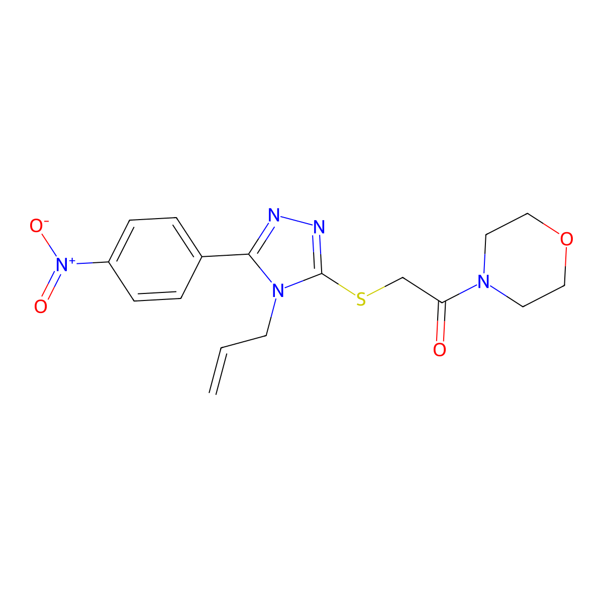 1-Morpholin-4-yl-2-[[5-(4-nitrophenyl)-4-prop-2-enyl-1,2,4-triazol-3-yl]sulfanyl]ethanone molecular structure, CAS 692774-19-9
