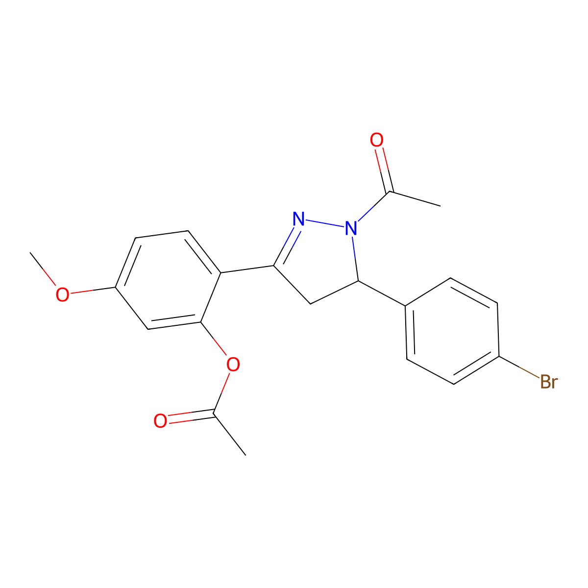 [2-[2-Acetyl-3-(4-bromophenyl)-3,4-dihydropyrazol-5-yl]-5-methoxyphenyl] acetate molecular structure, CAS 692774-21-3