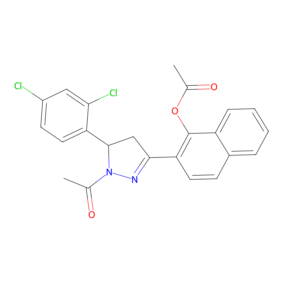 [2-[2-Acetyl-3-(2,4-dichlorophenyl)-3,4-dihydropyrazol-5-yl]naphthalen-1-yl] acetate molecular structure, CAS 692774-22-4
