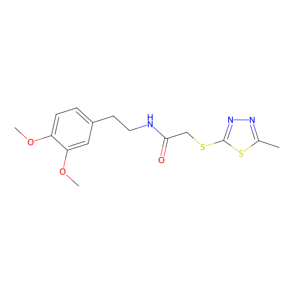 N-[2-(3,4-dimethoxyphenyl)ethyl]-2-[(5-methyl-1,3,4-thiadiazol-2-yl)sulfanyl]acetamide molecular structure, CAS 692774-39-3
