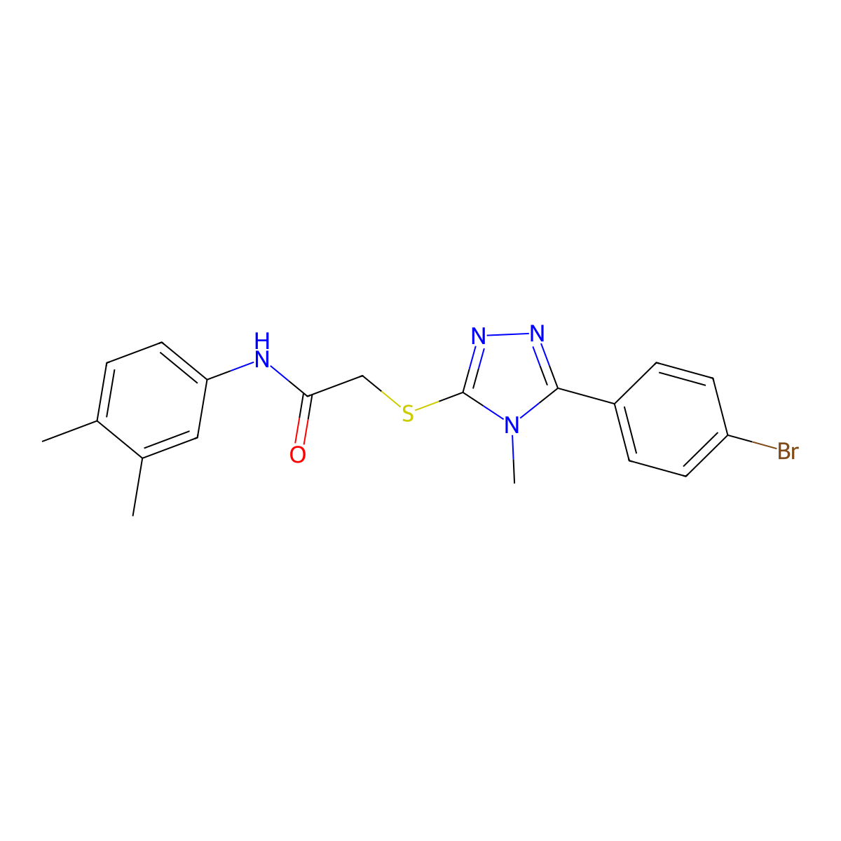 2-[[5-(4-bromophenyl)-4-methyl-1,2,4-triazol-3-yl]sulfanyl]-N-(3,4-dimethylphenyl)acetamide molecular structure, CAS 692774-41-7