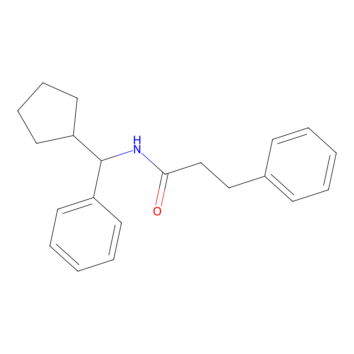 N-[cyclopentyl(phenyl)methyl]-3-phenylpropanamide molecular structure, CAS 692774-42-8