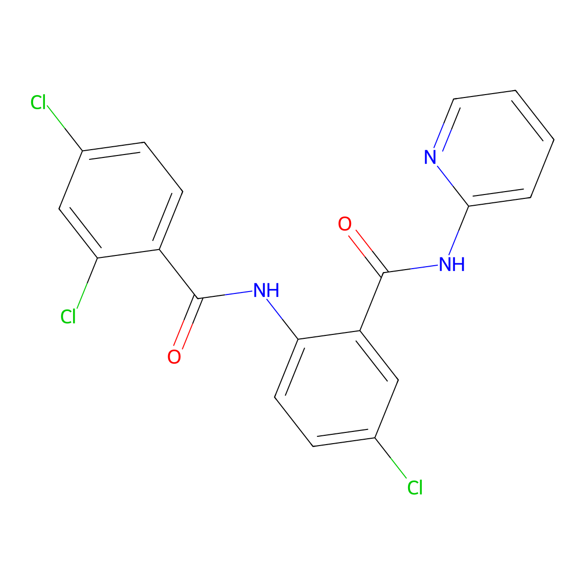 2,4-dichloro-N-[4-chloro-2-(pyridin-2-ylcarbamoyl)phenyl]benzamide molecular structure, CAS 692774-43-9