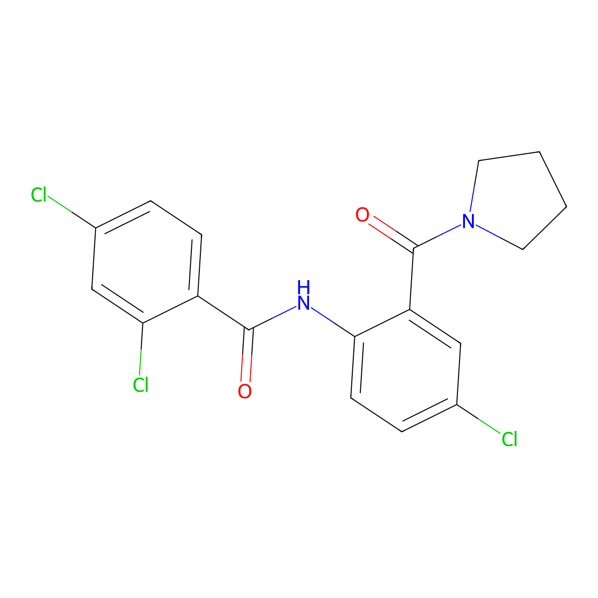 2,4-dichloro-N-[4-chloro-2-(pyrrolidin-1-ylcarbonyl)phenyl]benzamide molecular structure, CAS 692774-49-5