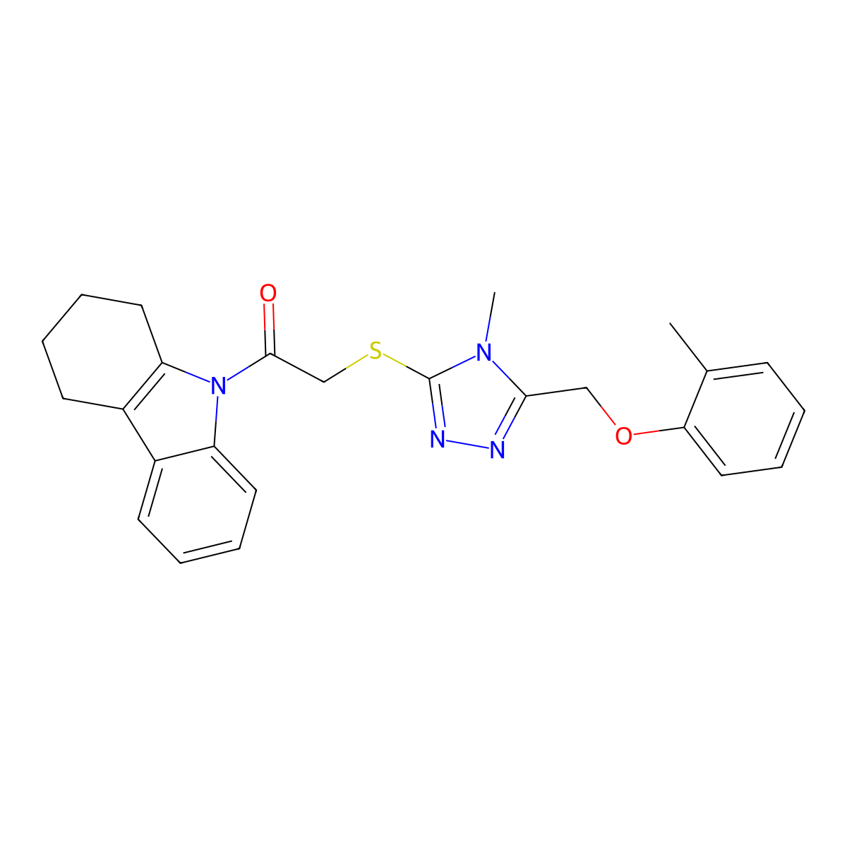 2-[[4-Methyl-5-[(2-methylphenoxy)methyl]-1,2,4-triazol-3-yl]sulfanyl]-1-(1,2,3,4-tetrahydrocarbazol-9-yl)ethanone molecular structure, CAS 692774-65-5