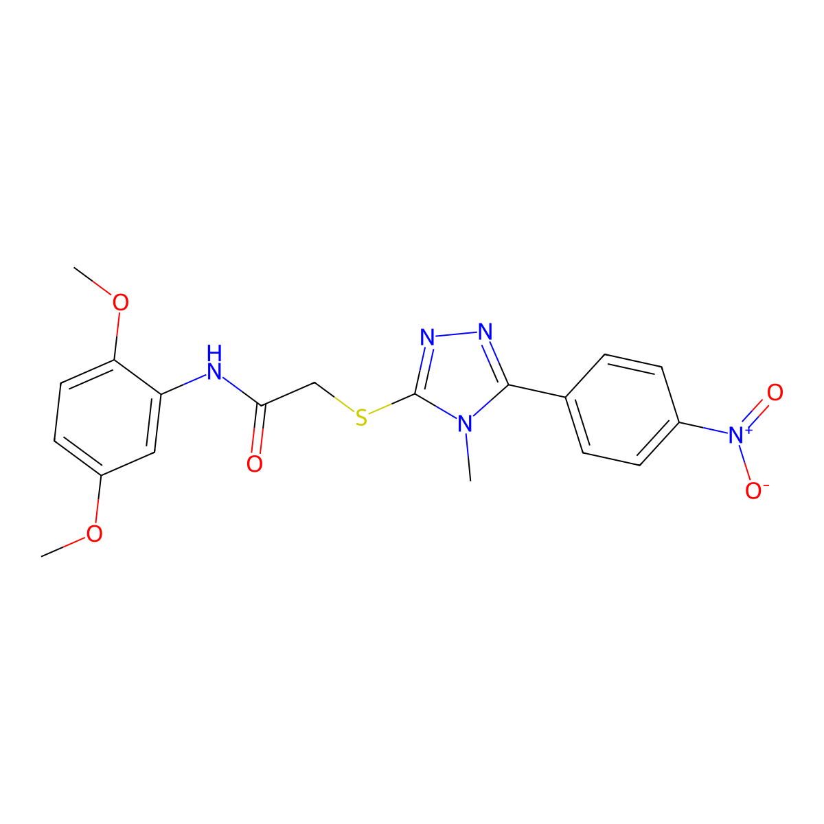 N-(2,5-dimethoxyphenyl)-2-[[4-methyl-5-(4-nitrophenyl)-1,2,4-triazol-3-yl]sulfanyl]acetamide molecular structure, CAS 692774-70-2