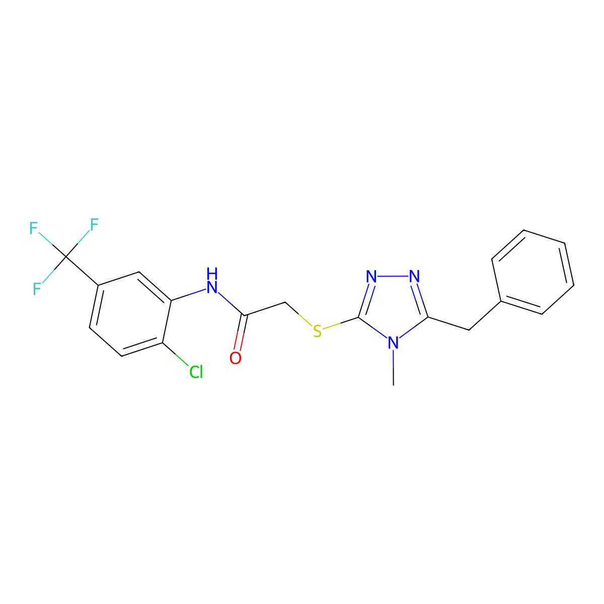 2-[(5-benzyl-4-methyl-1,2,4-triazol-3-yl)sulfanyl]-N-[2-chloro-5-(trifluoromethyl)phenyl]acetamide molecular structure, CAS 692774-75-7