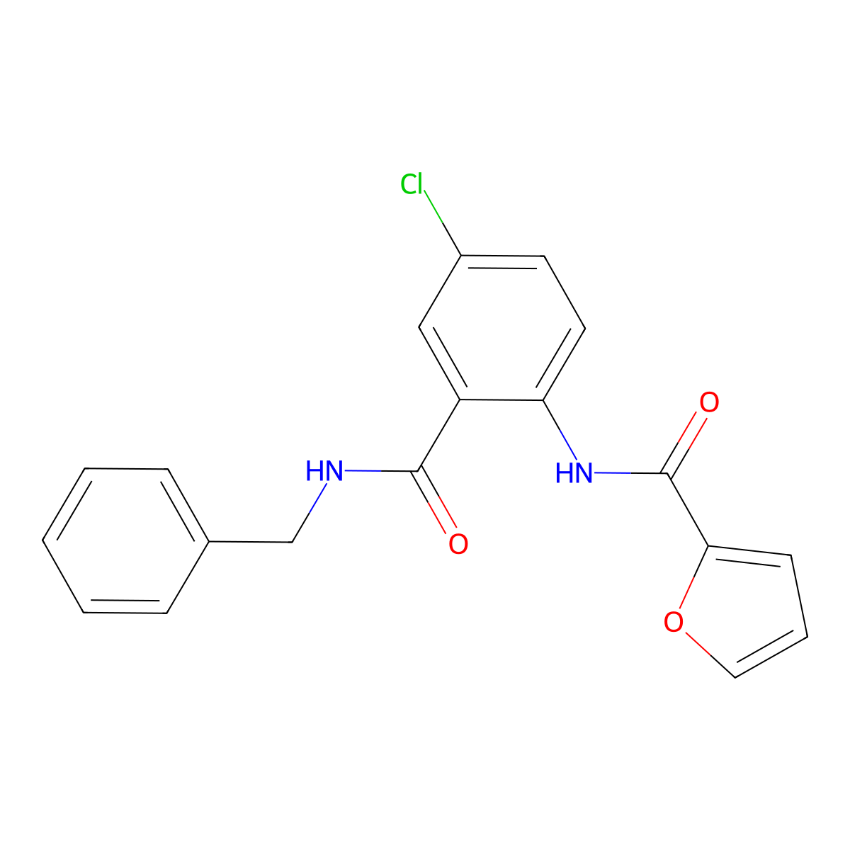 N-[2-(benzylcarbamoyl)-4-chlorophenyl]furan-2-carboxamide molecular structure, CAS 692774-76-8