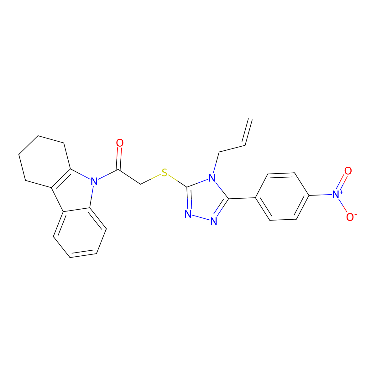 2-[[5-(4-Nitrophenyl)-4-prop-2-enyl-1,2,4-triazol-3-yl]sulfanyl]-1-(1,2,3,4-tetrahydrocarbazol-9-yl)ethanone molecular structure, CAS 692774-88-2