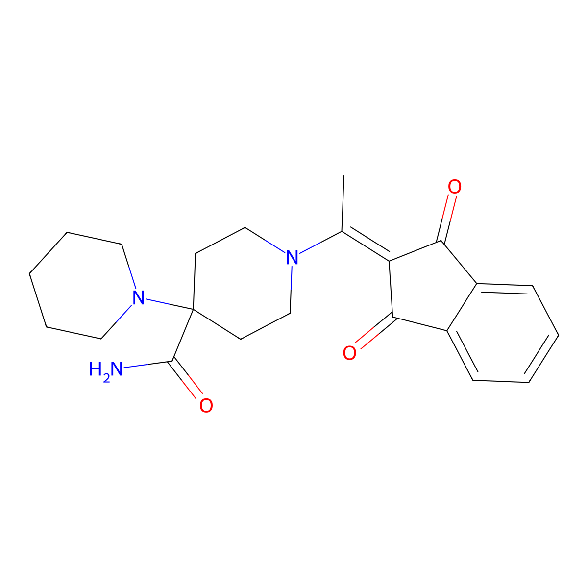 1'-[1-(1,3-dioxo-1,3-dihydro-2H-inden-2-ylidene)ethyl]-1,4'-bipiperidine-4'-carboxamide molecular structure, CAS 692775-05-6