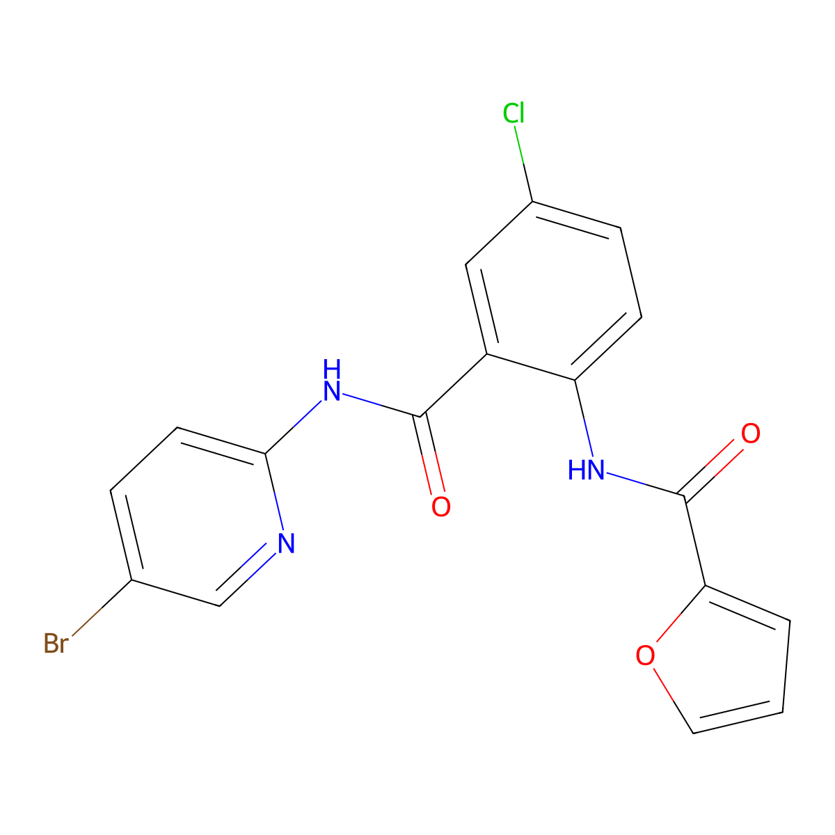 N-(2-{[(5-bromo-2-pyridinyl)amino]carbonyl}-4-chlorophenyl)-2-furamide molecular structure, CAS 692775-06-7