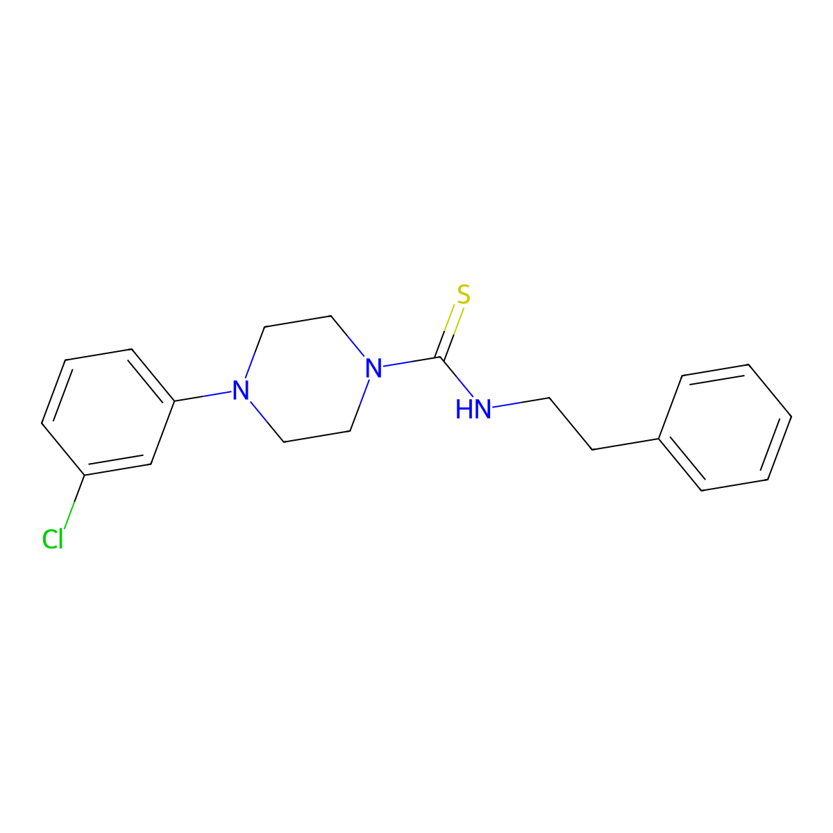 4-(3-chlorophenyl)-N-(2-phenylethyl)piperazine-1-carbothioamide molecular structure, CAS 692775-19-2