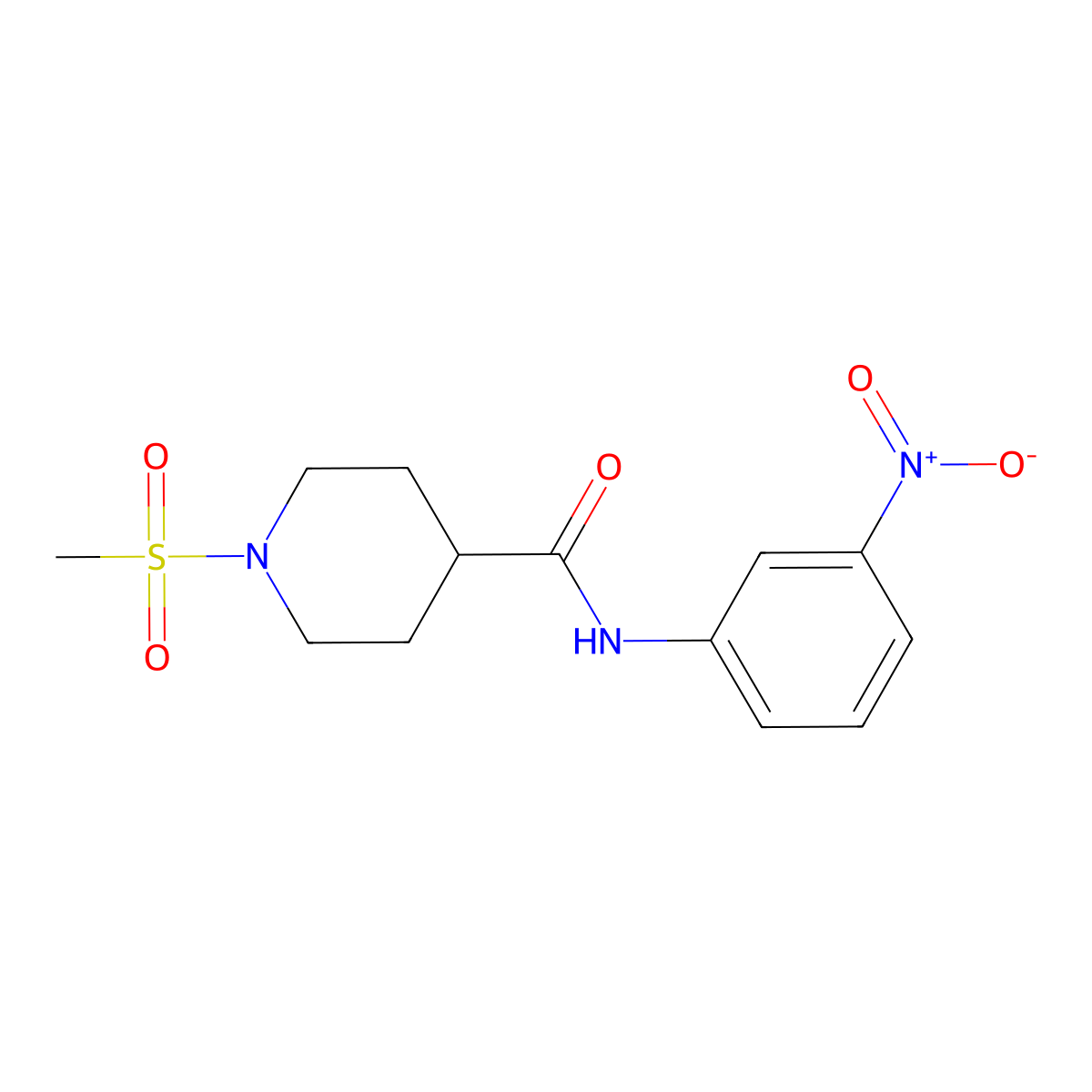 1-(methylsulfonyl)-N-(3-nitrophenyl)piperidine-4-carboxamide molecular structure, CAS 692775-29-4