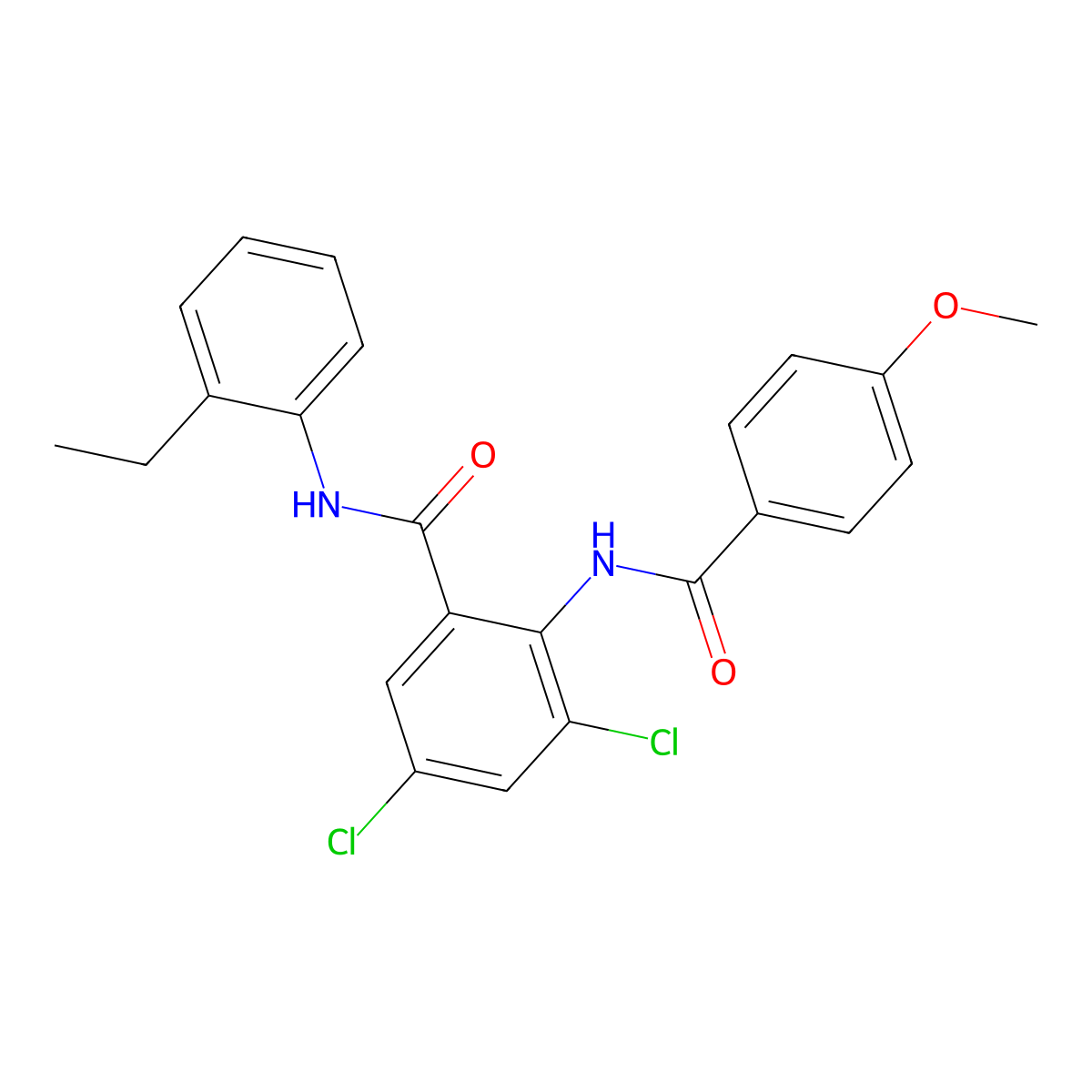 3,5-dichloro-N-(2-ethylphenyl)-2-[(4-methoxybenzoyl)amino]benzamide molecular structure, CAS 692775-34-1