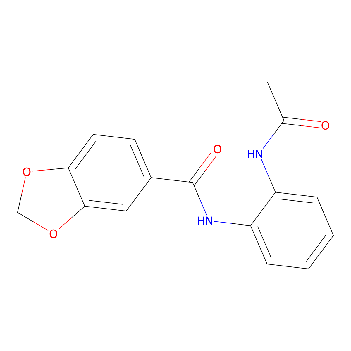 N-[2-(acetylamino)phenyl]-1,3-benzodioxole-5-carboxamide molecular structure, CAS 692775-40-9