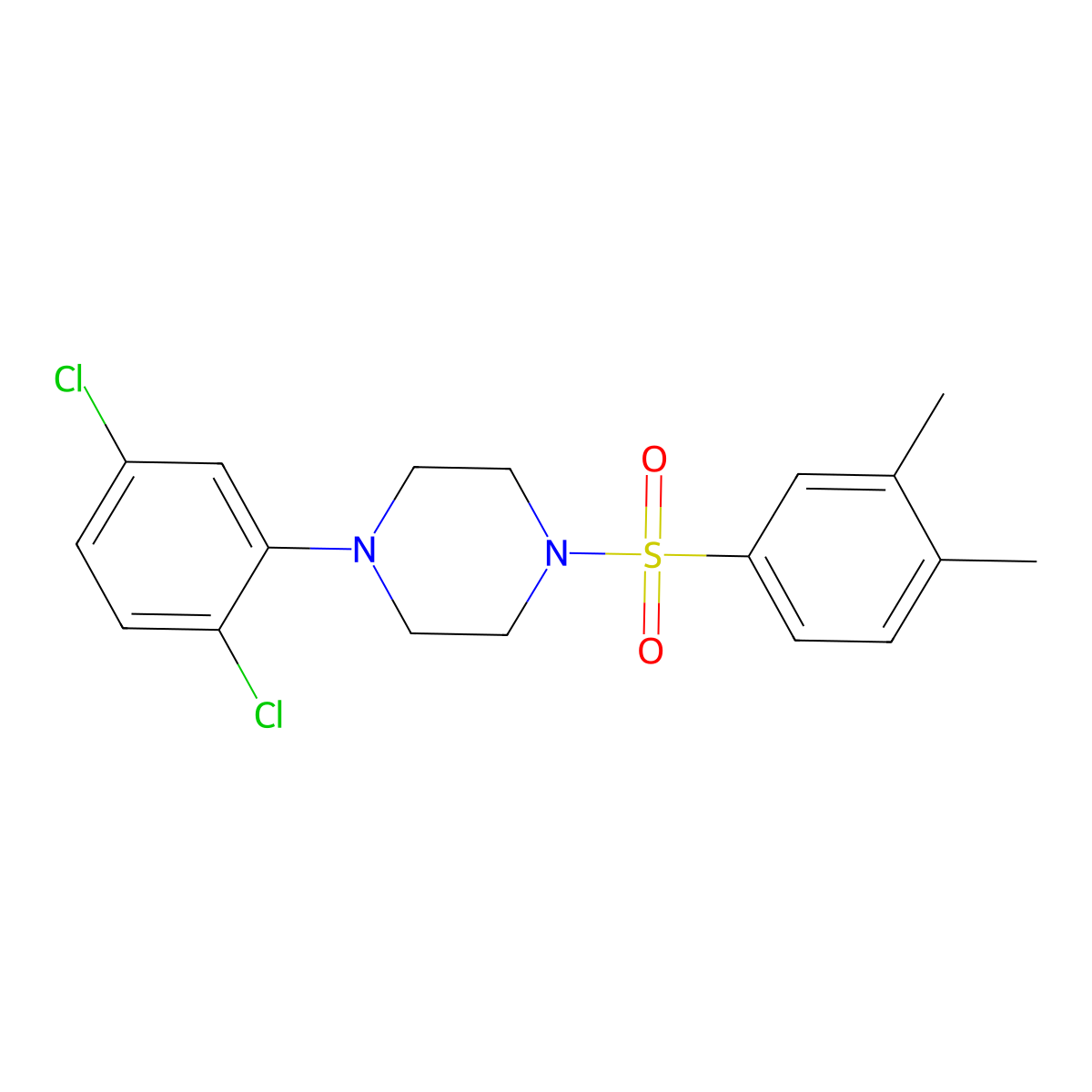 1-(2,5-Dichlorophenyl)-4-(3,4-dimethylbenzenesulfonyl)piperazine molecular structure, CAS 692776-01-5