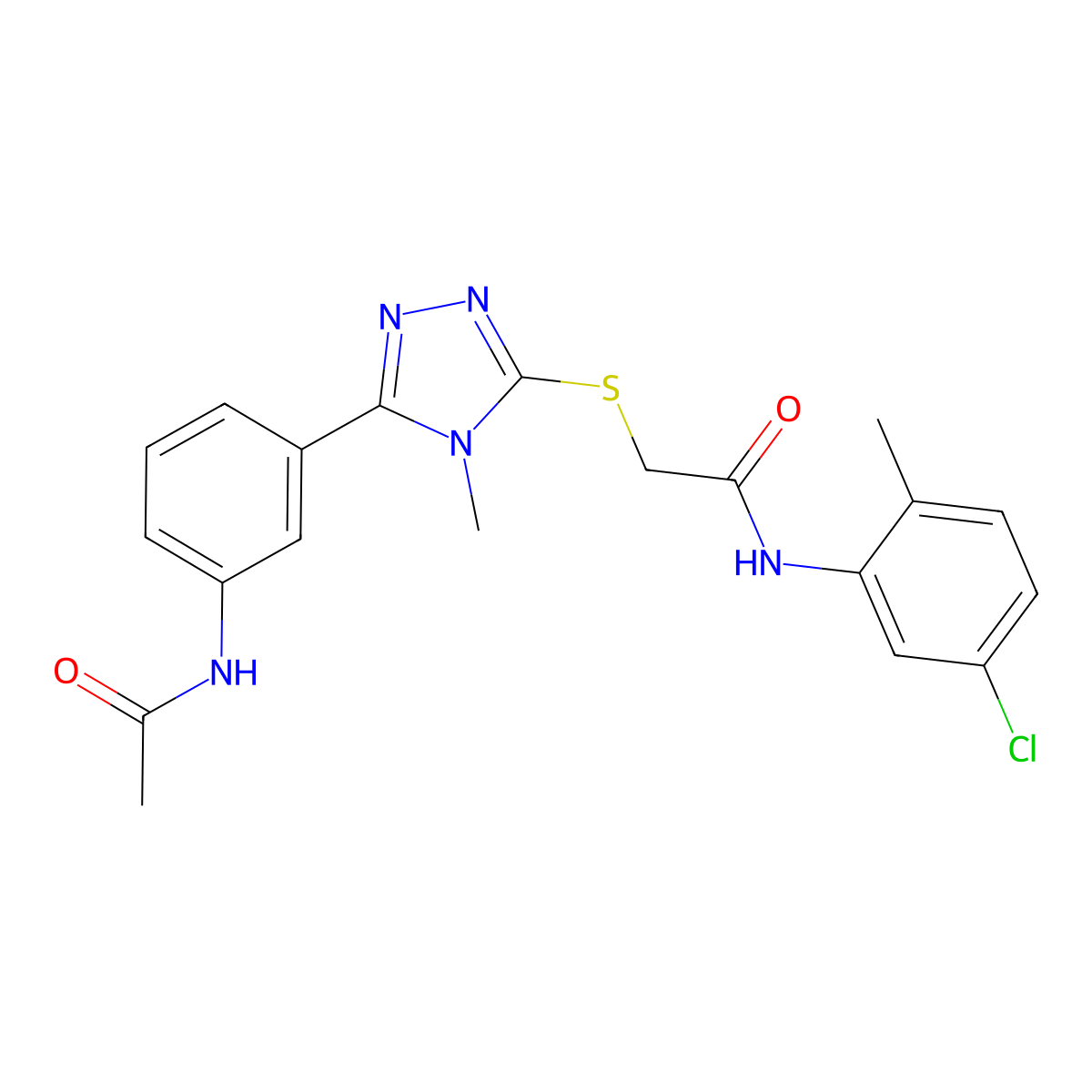 2-[[5-(3-acetamidophenyl)-4-methyl-1,2,4-triazol-3-yl]sulfanyl]-N-(5-chloro-2-methylphenyl)acetamide molecular structure, CAS 692776-09-3