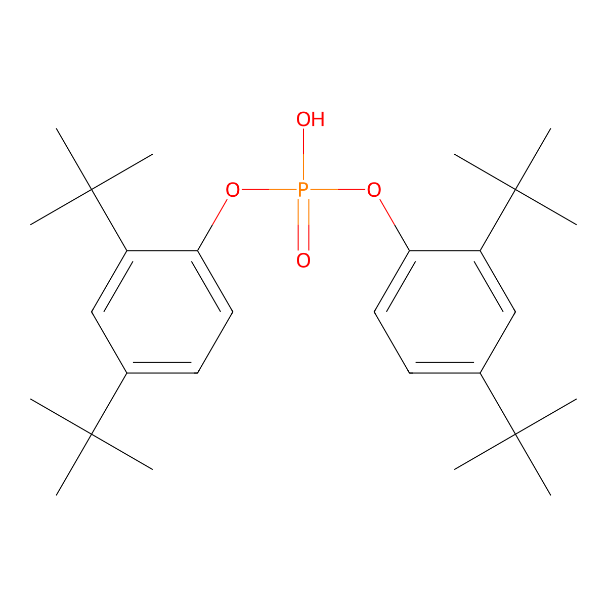 Bis(2,4-ditert-butylphenyl) hydrogen phosphate molecular structure, CAS 69284-93-1