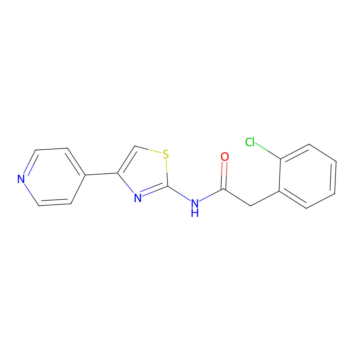 2-(2-Chlorophenyl)-N-(4-(pyridin-4-yl)thiazol-2-yl)acetamide molecular structure, CAS 692869-98-0