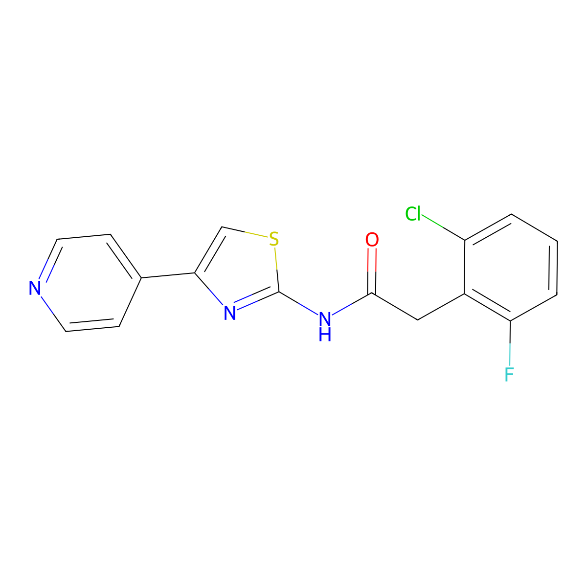2-(2-chloro-6-fluorophenyl)-N-(4-(pyridin-4-yl)thiazol-2-yl)acetamide molecular structure, CAS 692870-25-0