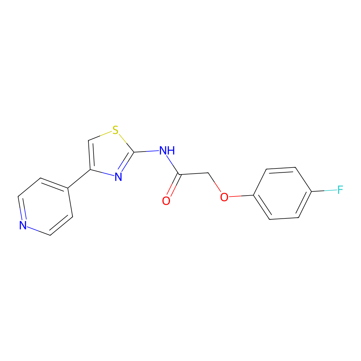 2-(4-fluorophenoxy)-N-(4-(pyridin-4-yl)thiazol-2-yl)acetamide molecular structure, CAS 692875-37-9