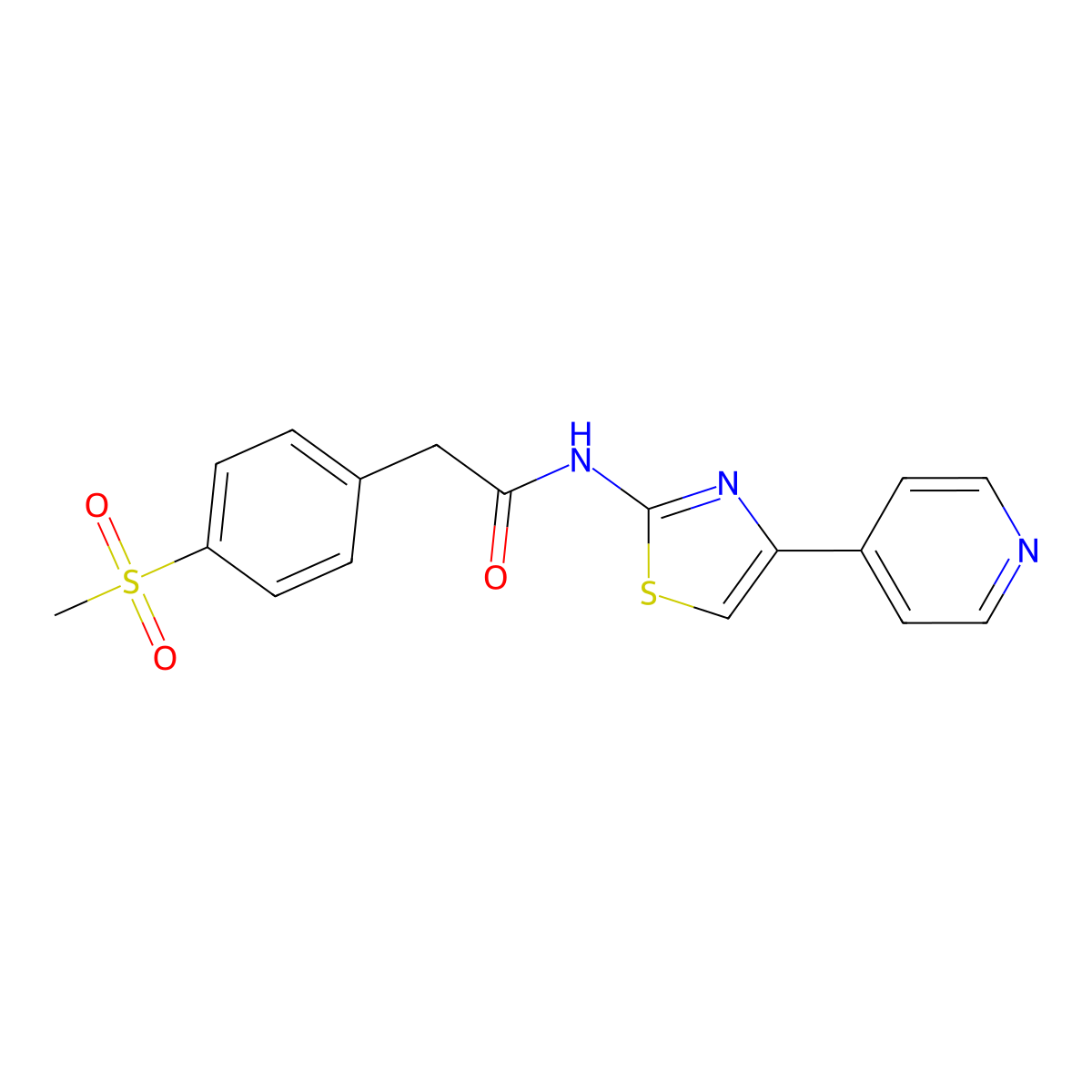 2-(4-(methylsulfonyl)phenyl)-N-(4-(pyridin-4-yl)thiazol-2-yl)acetamide molecular structure, CAS 692886-23-0