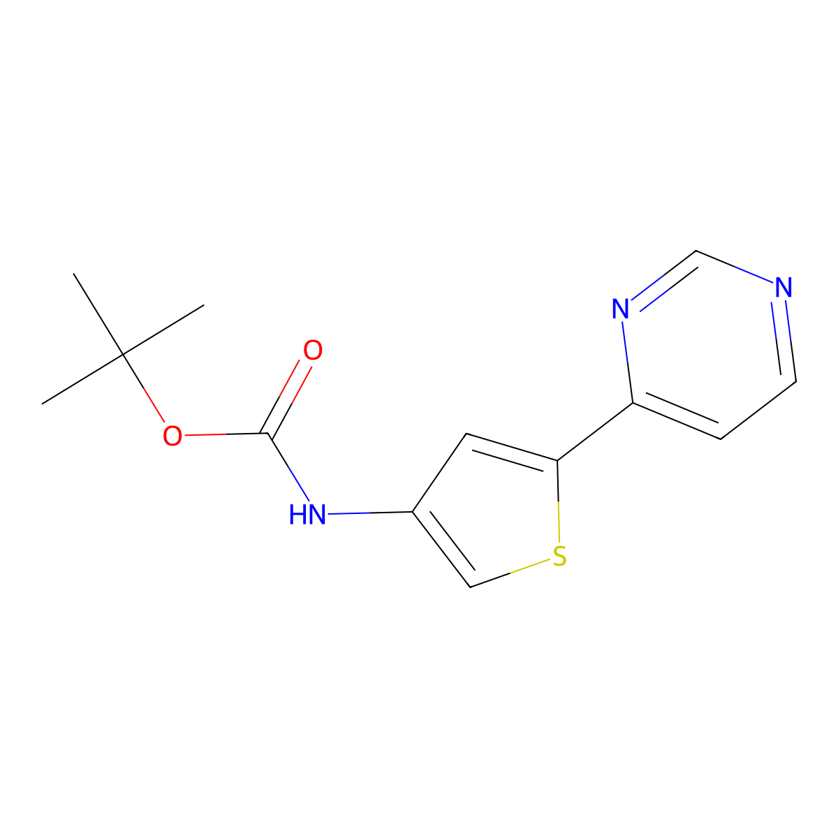Tert-butyl 5-(pyrimidin-4-yl)thiophen-3-ylcarbamate molecular structure, CAS 692889-56-8