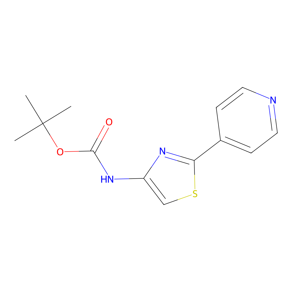tert-butyl N-[2-(pyridin-4-yl)-1,3-thiazol-4-yl]carbamate molecular structure, CAS 692889-71-7