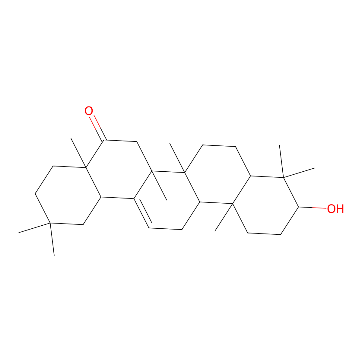 3beta-Hydroxy-5alpha-olean-12-en-16-one molecular structure, CAS 6929-28-8