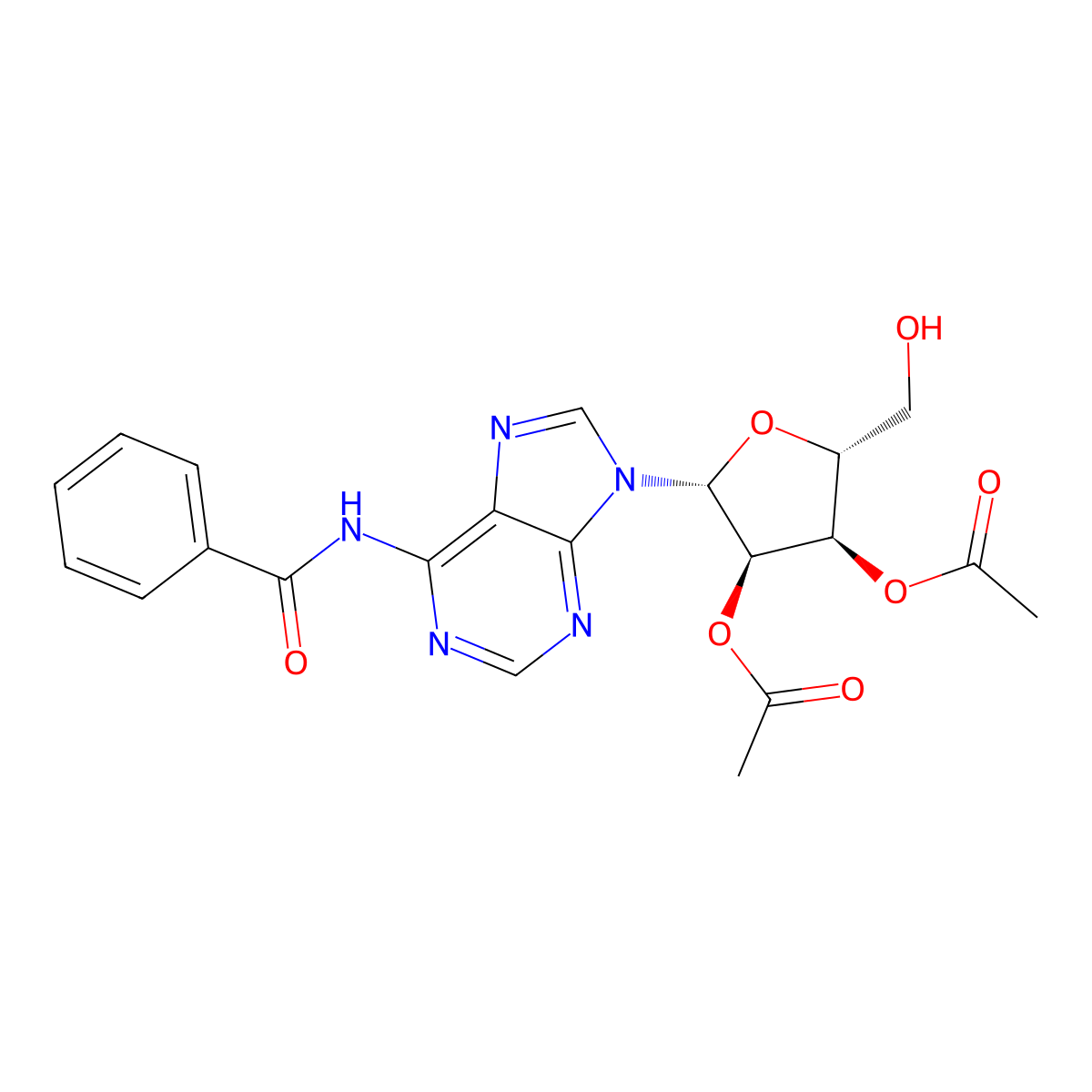 (2R,3R,4R,5R)-2-(6-Benzamido-9H-purin-9-yl)-5-(hydroxymethyl)tetrahydrofuran-3,4-diyl diacetate molecular structure, CAS 69293-36-3