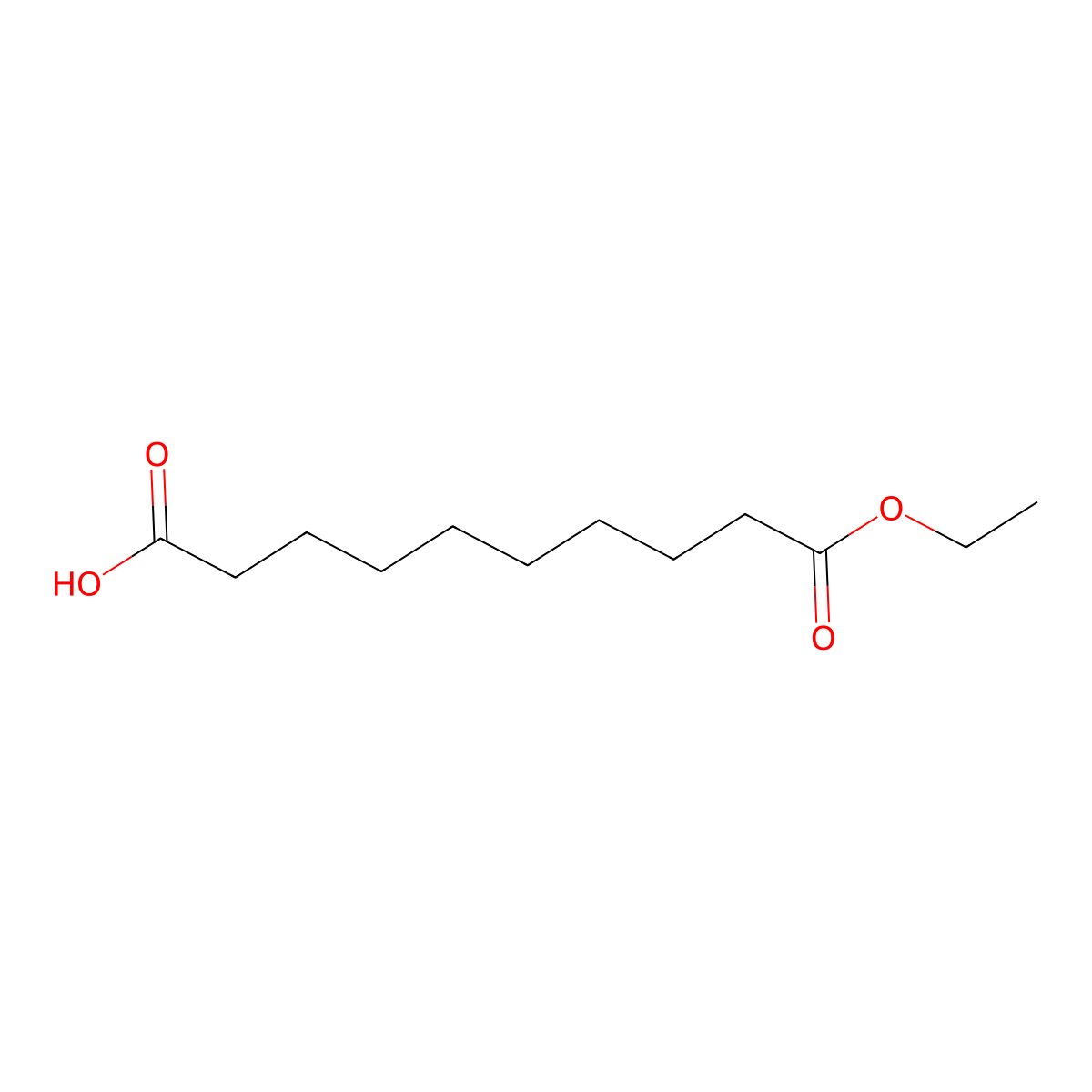 Decanedioic acid, 1-ethyl ester molecular structure, CAS 693-55-0