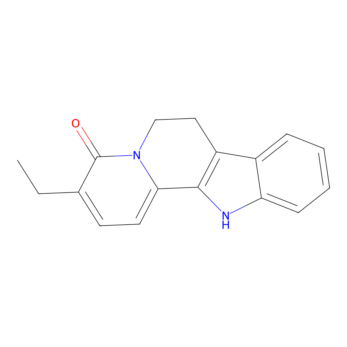 Indolo[2,3-a]quinolizin-4(6H)-one, 3-ethyl-7,12-dihydro- molecular structure, CAS 69303-10-2