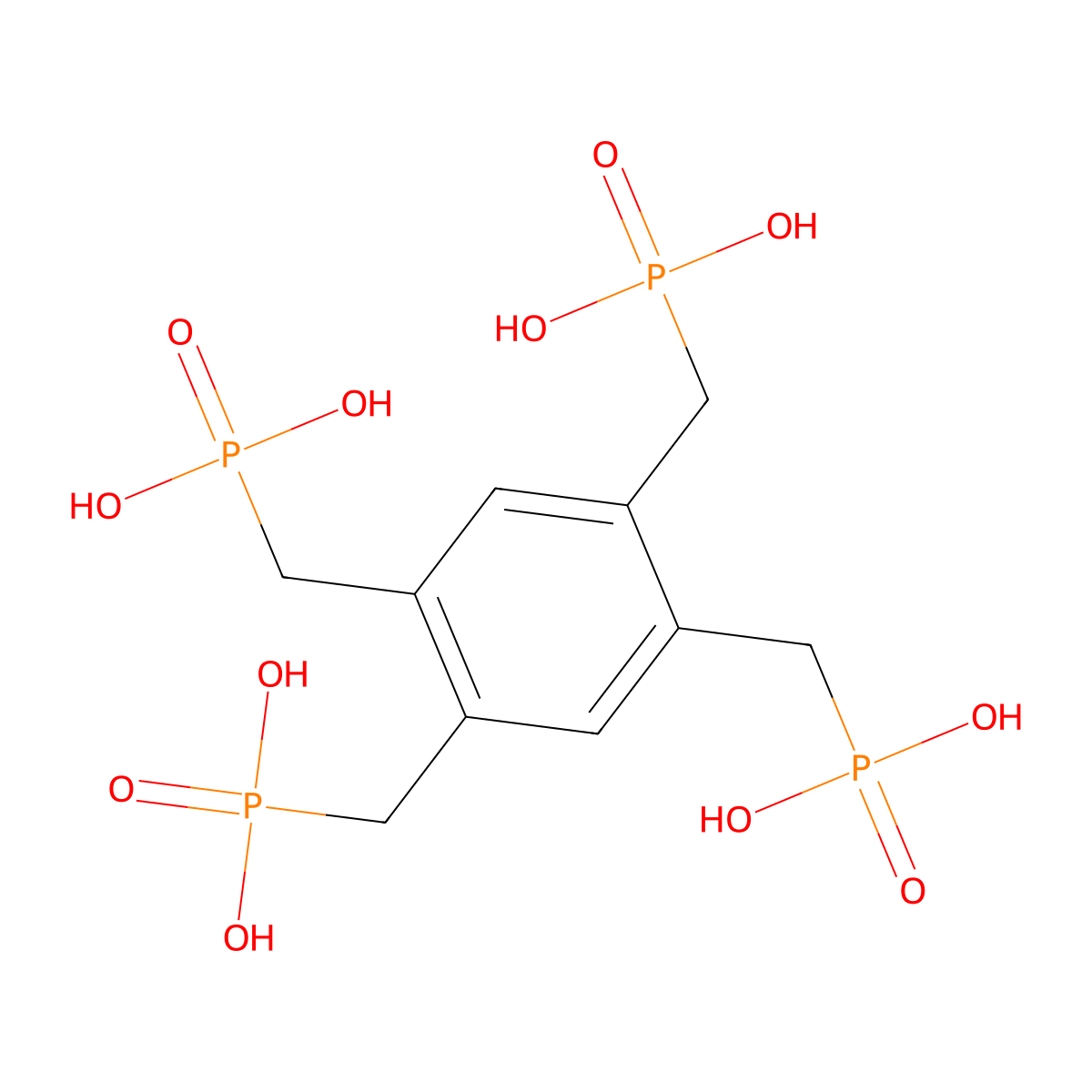 (Benzene-1,2,4,5-tetrayltetrakis(methylene))tetraphosphonic acid molecular structure, CAS 69303-28-2