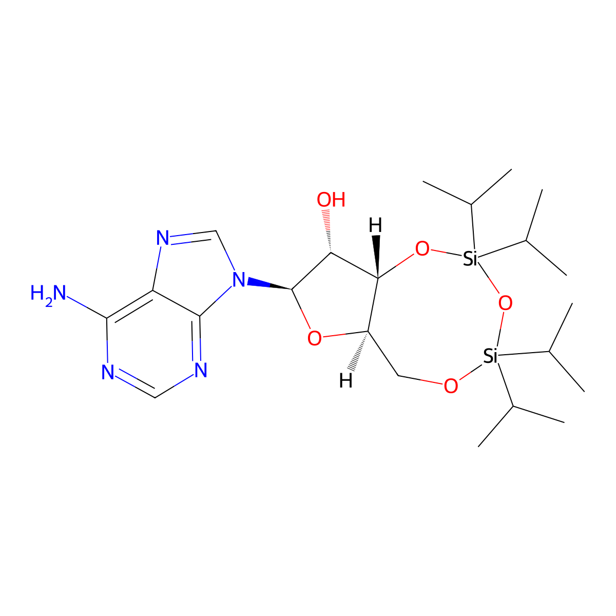3',5'-O-(1,1,3,3-Tetrakis(1-methylethyl)-1,3-disiloxanediyl)adenosine molecular structure, CAS 69304-45-6