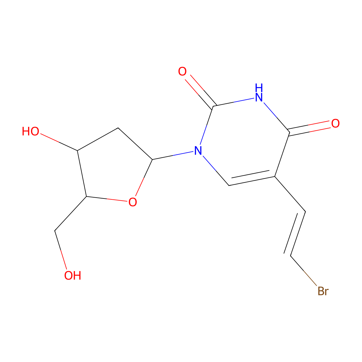 Brivudine molecular structure, CAS 69304-47-8