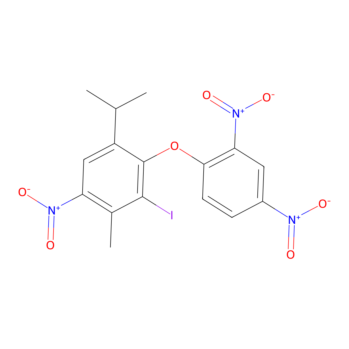 2-Iodo-6-isopropyl-3-methyl-2',4,4'-trinitrodiphenyl ether molecular structure, CAS 69311-70-2