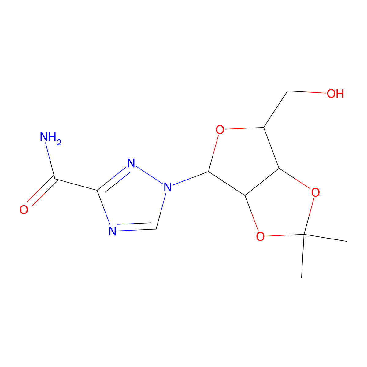 2',3'-Isopropylidene alpha-ribavirin molecular structure, CAS 69313-80-0