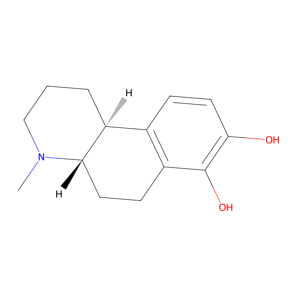 Benzo(f)quinoline-7,8-diol, 1,2,3,4,4a,5,6,10b-octahydro-4-methyl-, trans- molecular structure, CAS 69319-44-4
