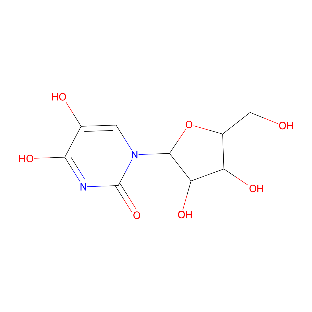 1-[3,4-Dihydroxy-5-(hydroxymethyl)oxolan-2-yl]-5-hydroxypyrimidine-2,4-dione molecular structure, CAS 69321-95-5