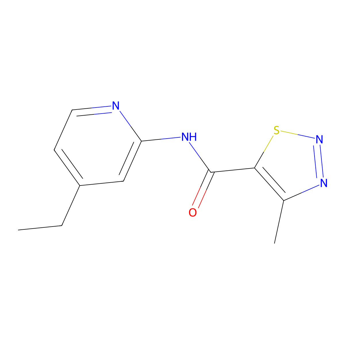 N-(4-Ethylpyridin-2-yl)-4-methyl-1,2,3-thiadiazole-5-carboxamide molecular structure, CAS 693219-71-5