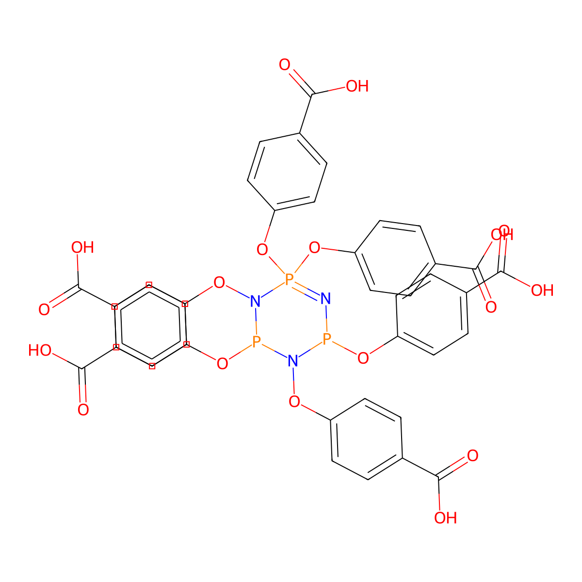 Hexa(p-carboxyphenoxy)cyclotriphosphazene molecular structure, CAS 69322-61-8