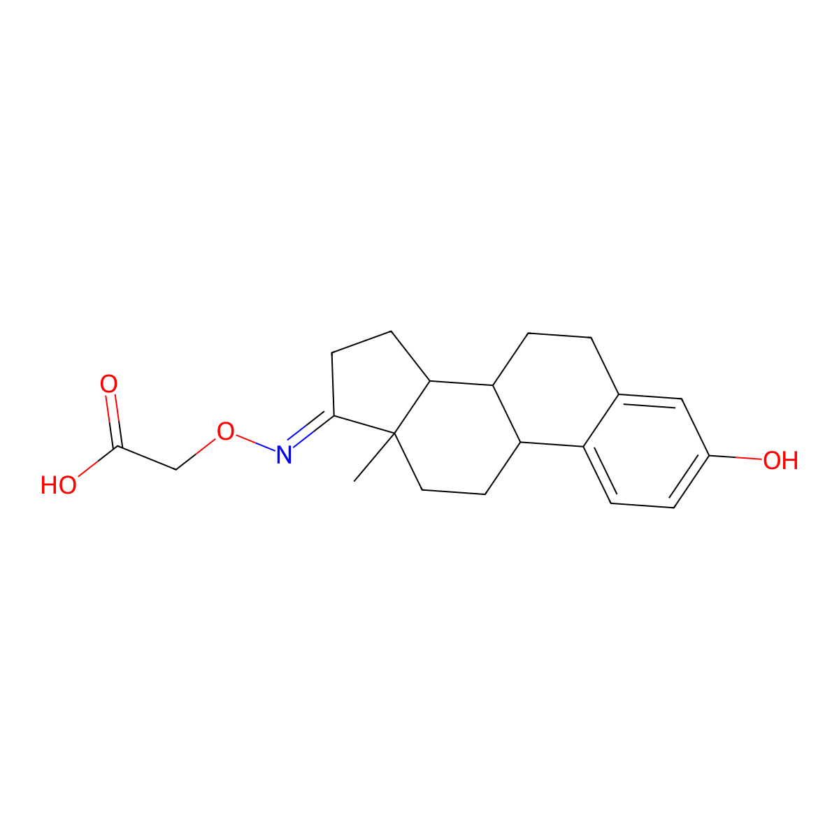 2-[(3-hydroxy-13-methyl-7,8,9,11,12,14,15,16-octahydro-6H-cyclopenta[a]phenanthren-17-ylidene)amino]oxyacetic acid molecular structure, CAS 693227-00-8