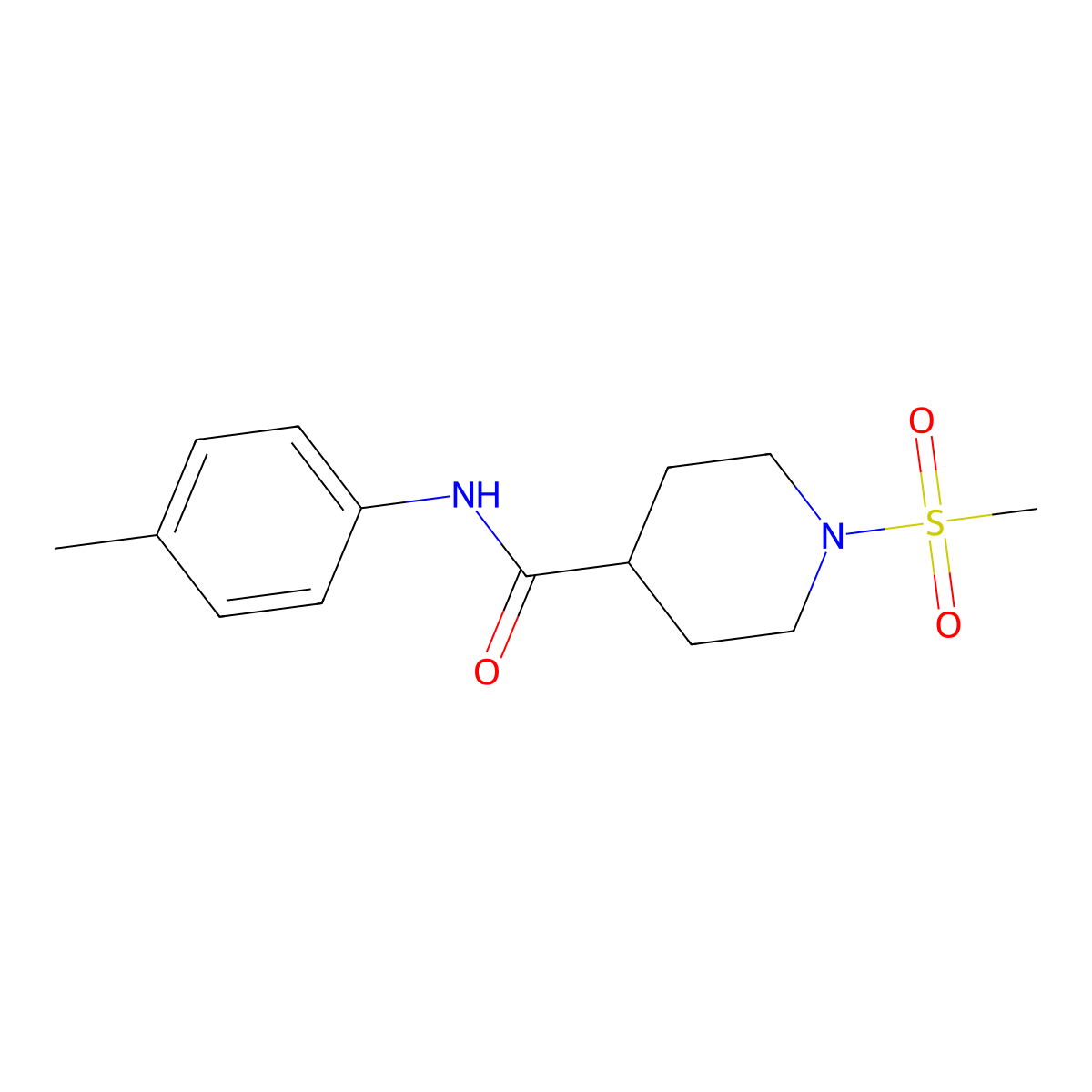 N-(4-methylphenyl)-1-methylsulfonylpiperidine-4-carboxamide molecular structure, CAS 693228-48-7