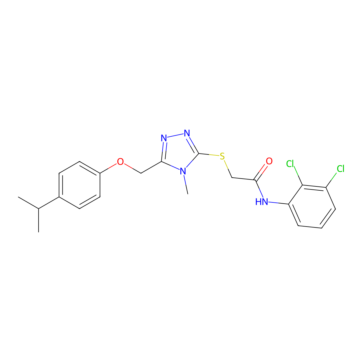 N-(2,3-dichlorophenyl)-2-[[4-methyl-5-[(4-propan-2-ylphenoxy)methyl]-1,2,4-triazol-3-yl]sulfanyl]acetamide molecular structure, CAS 693228-52-3