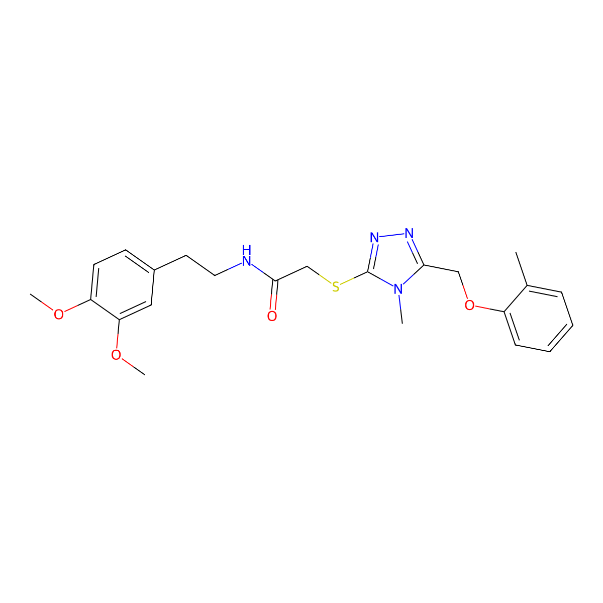 N-[2-(3,4-dimethoxyphenyl)ethyl]-2-[[4-methyl-5-[(2-methylphenoxy)methyl]-1,2,4-triazol-3-yl]sulfanyl]acetamide molecular structure, CAS 693228-58-9
