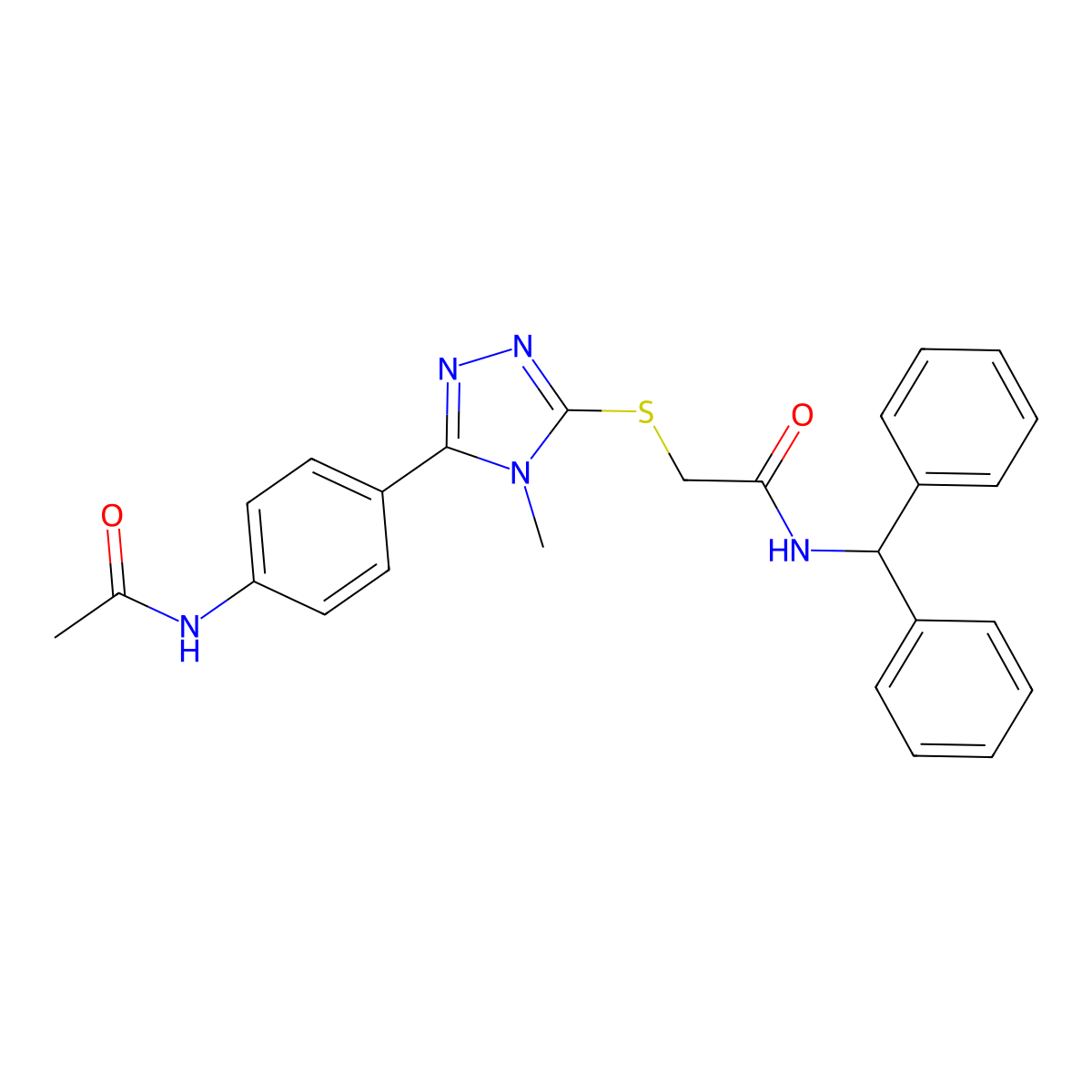 2-[[5-(4-acetamidophenyl)-4-methyl-1,2,4-triazol-3-yl]sulfanyl]-N-benzhydrylacetamide molecular structure, CAS 693228-88-5