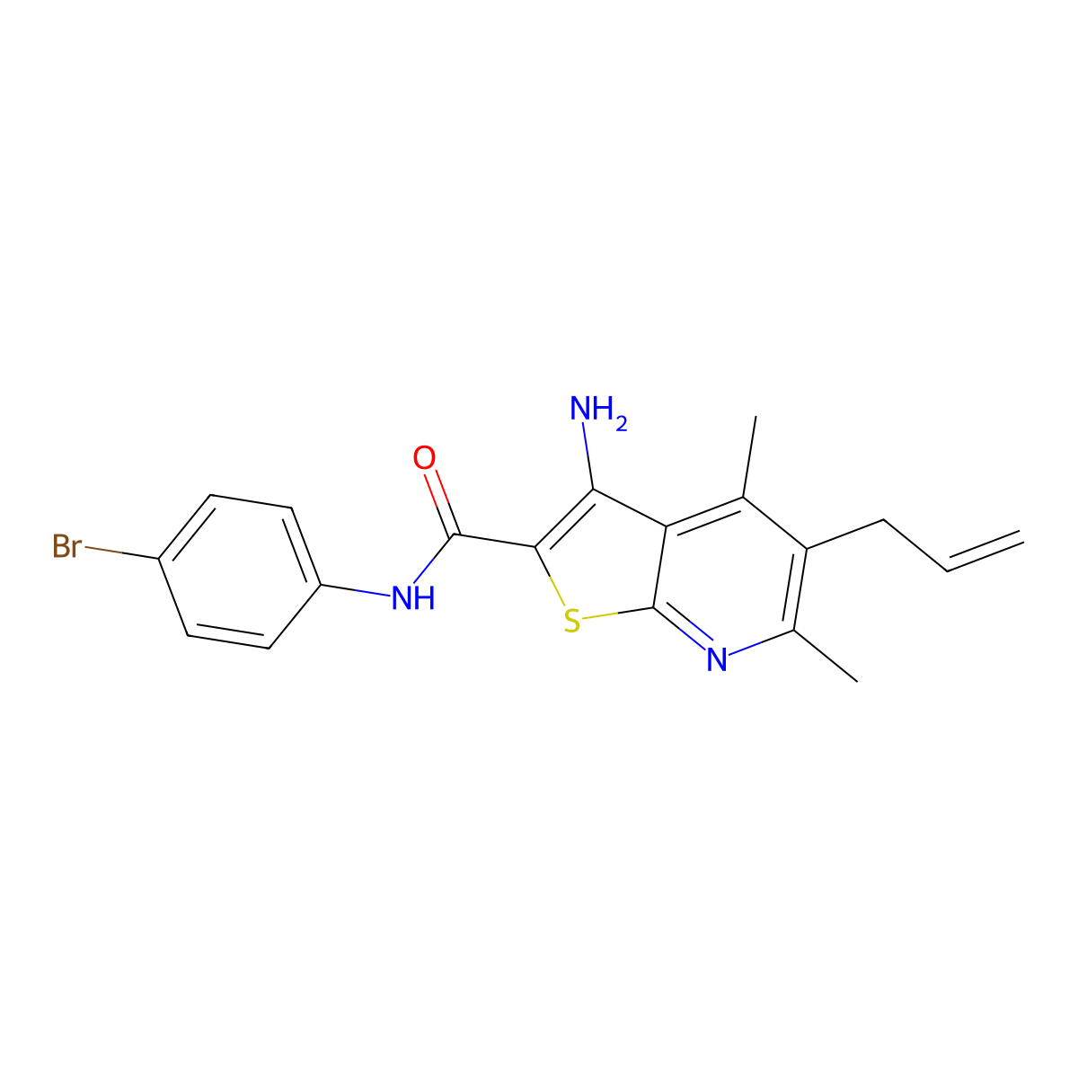 3-amino-N-(4-bromophenyl)-4,6-dimethyl-5-prop-2-enylthieno[2,3-b]pyridine-2-carboxamide molecular structure, CAS 693228-98-7