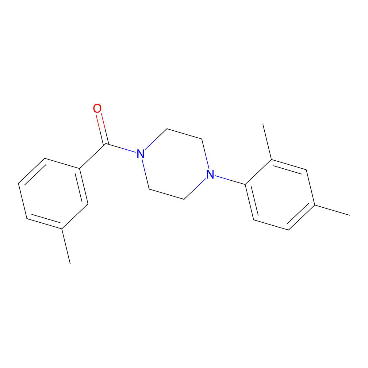 1-(2,4-Dimethylphenyl)-4-(3-methylbenzoyl)piperazine molecular structure, CAS 693229-02-6